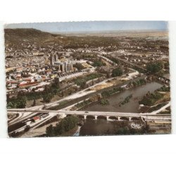 TOUL: vue panoramique, la moselle, au centre la cathédrale saint-étienne vue aérienne 10x15 - état