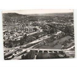 TOUL: vue panoramique, la moselle au centre la cathédrale saint-étienne vue aérienne 10x15 - très bon état