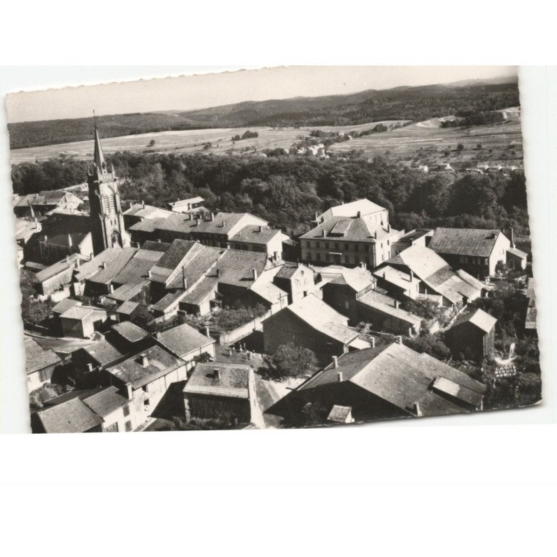 PETITMONT: l'église et la mairie vue aérienne 10x15 - très bon état