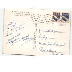 PETITMONT: l'église et la mairie vue aérienne 10x15 - très bon état