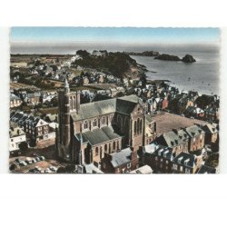 CANCALE: l'église et le rocher de cancale vue aérienne 10X15 - très bon état