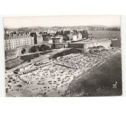 SAINT-MALO: plage de bonsecours, au fond, saint-servan vue aérienne 10X15 - très bon état