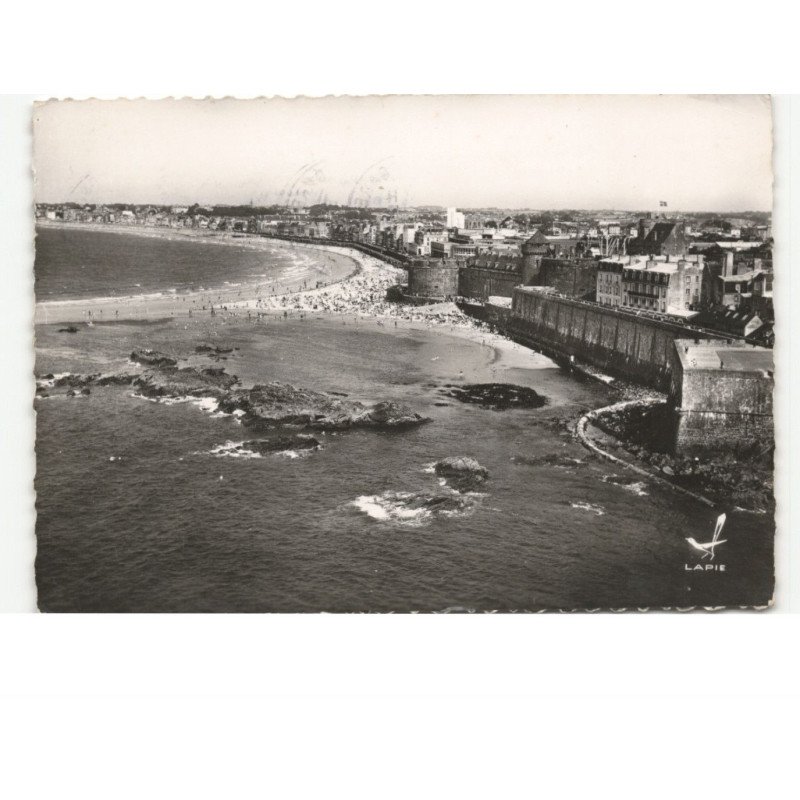 SAINT-MALO: la plage de l'éventail vue aérienne 10X15 - état