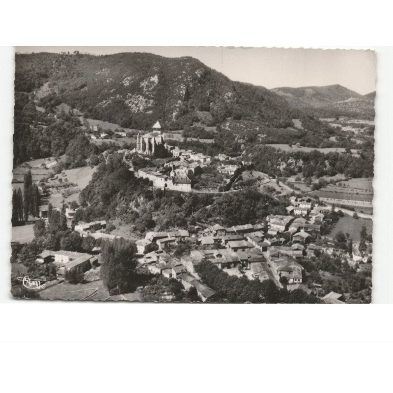 SAINT-BERTRAND-de-COMMINGES: la ville basse et la ville haute vue aérienne 10X15 - état