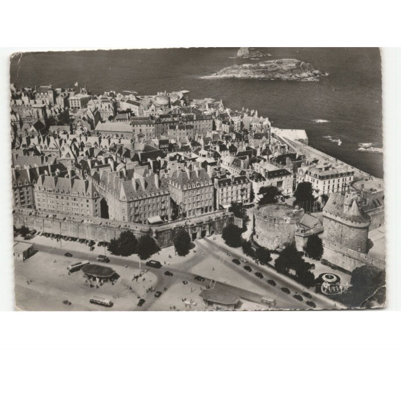 SAINT-MALO: les remparts, porte saint-vincent vue aérienne 10X15 - état