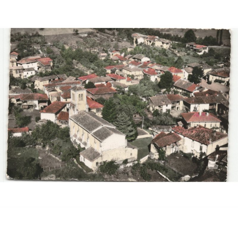 ARBAS: l'église et le bourg vue aérienne 10x15 - très bon état