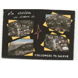 COLLONGES-sous-SALEVE: le bourg, le salève, l'église vue aérienne 10x15 - très bon état