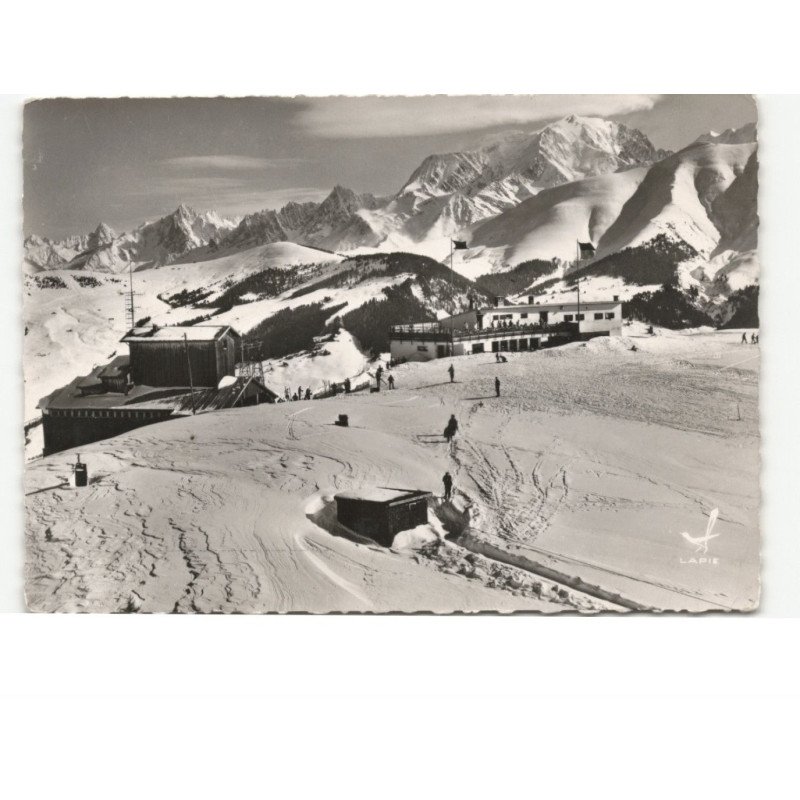 MEGEVE: super mégève arrivée du téléphérique de rochebrune vue aérienne 10x15 - très bon état