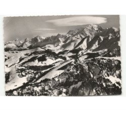 MEGEVE: rochebrune, alpette, les mont joux, le mont joly, chaîne et massif mont blanc vue aérienne 10x15 - état