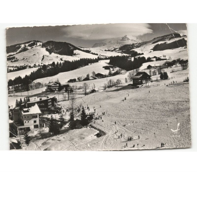 MEGEVE: départ de rochebrune le mont d'arbois et le mont-blanc vue aérienne 10x15 - état