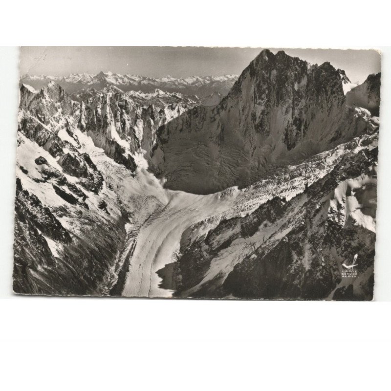 MONT-BLANC: grande jorasses, petites jorasses, glacier des leschaux vue aérienne 10x15 - état