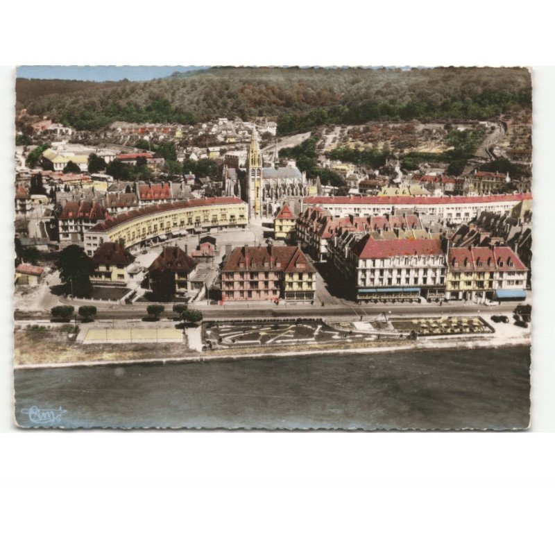 CAUDEBEC-en-CAUX: hôtels du golf miniature et des quais vue aérienne 10x15 - très bon état