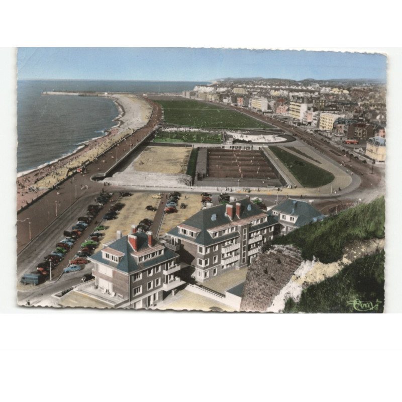 DIEPPE: la plage, les tennis, les jardins vue aérienne 10x15 - état