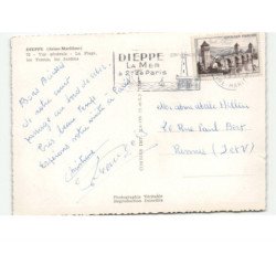 DIEPPE: la plage, les tennis, les jardins vue aérienne 10x15 - état