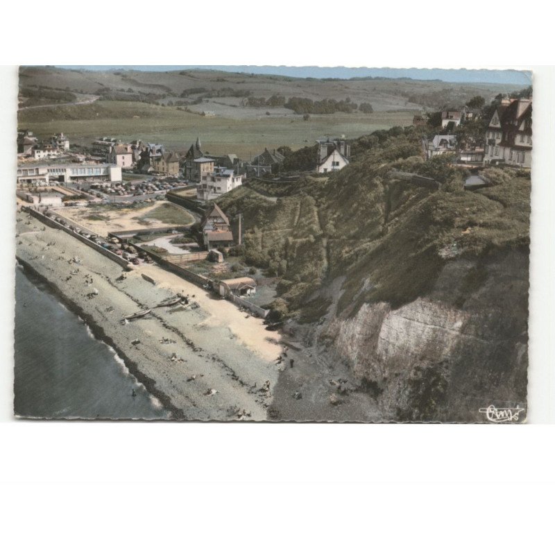 POURVILLE: la plage et falaises d'aval vue aérienne 10x15 - très bon état
