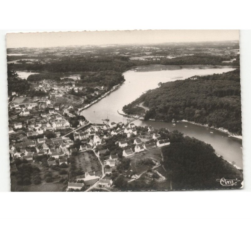 LE BONO: le pont et le lac vers plougoumelen vue aérienne 10x15 - très bon état