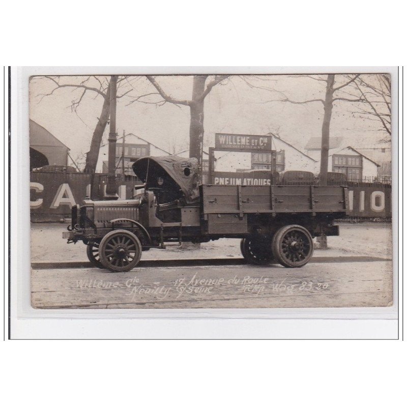 NEUILLY-sur-SEINE : carte pohoto Willeme et cie - camions - tres bon etat