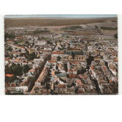 LUNEVILLE: la rue banaudon et l'église saint-jacques vue aérienne 10x15 - très bon état
