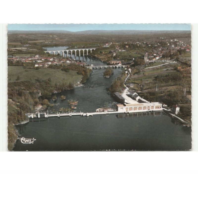 L'ISLE-JOURDAIN: les deux ponts, le barrage vue aérienne 10x15 - très bon état