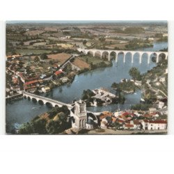 L'ISLE-JOURDAIN: vue générale de la vallée de vienne le pont saint-sylvain et viaduc vue aérienne 10x15 - très bon état