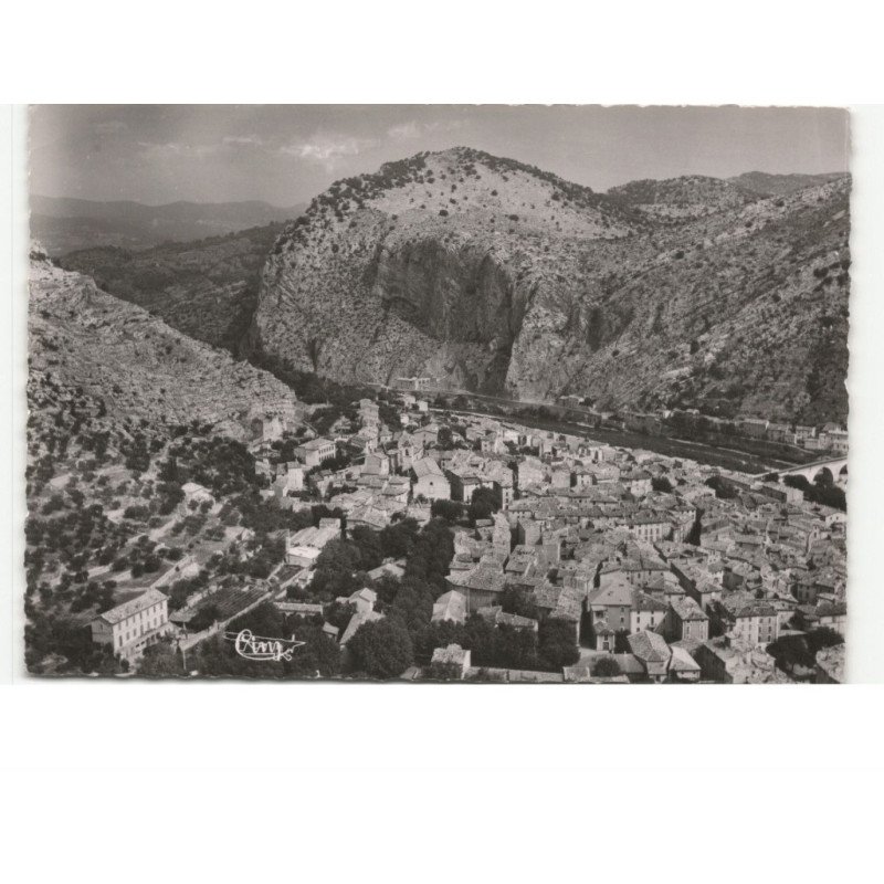 ANDUZE: sur la ville, le gardon, cantarane et le rocher pierrenale vue aérienne 10x15 - très bon état