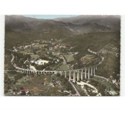 CHAMBORIGAUD: le viaduc, au fond, chamborigaud vue aérienne 10x15 - très bon état