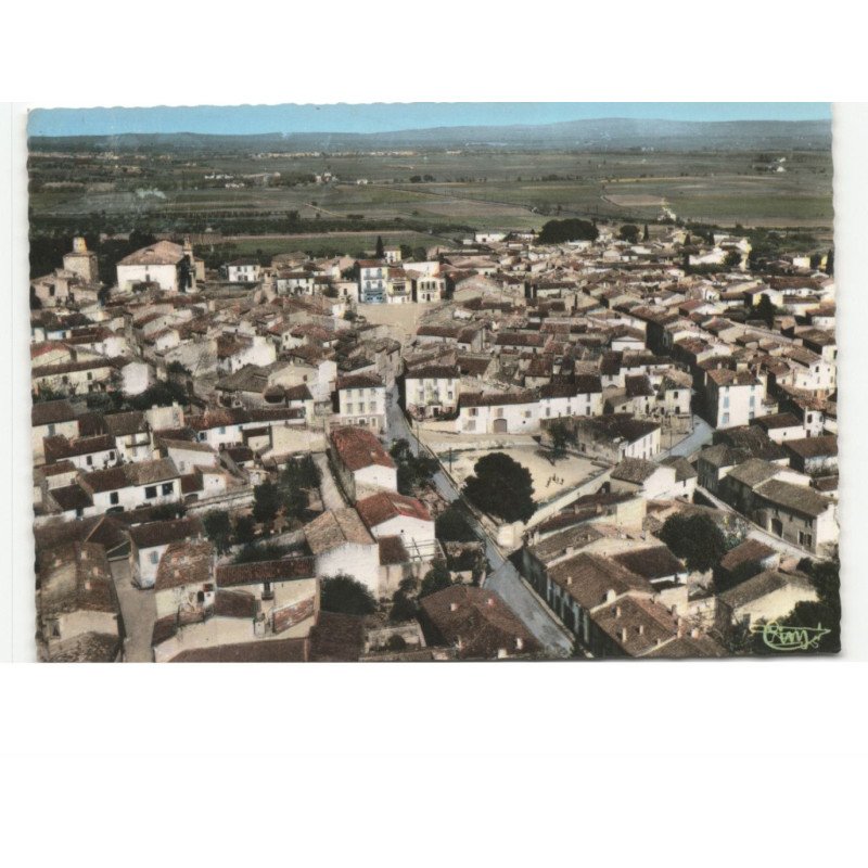 GALLARGUES-le-MONTUEUX: la place et la promenade vue aérienne 10x15 - très bon état