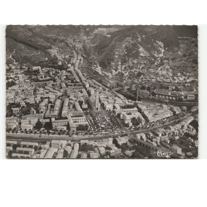 LE GRAND' COMBE: les boulevards et place J. Jaurès vue aérienne 10x15 - très bon état