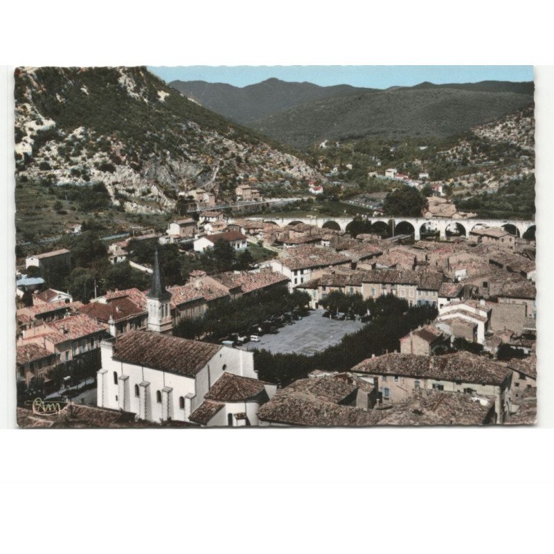 SAINT-HIPPOLYE-du-FORT: vue générale et le viaduc sur le vidourle vue aérienne 10x15 - très bon état