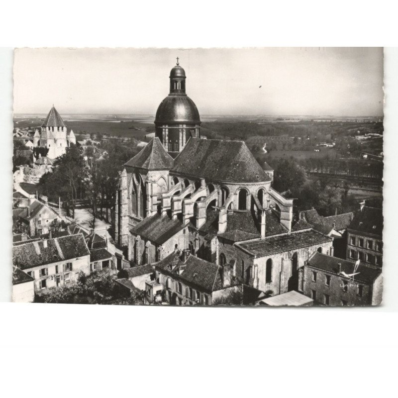 PROVINS: l'église saint-quiriace et de la tour de césar vue aérienne 10x15 - très bon état