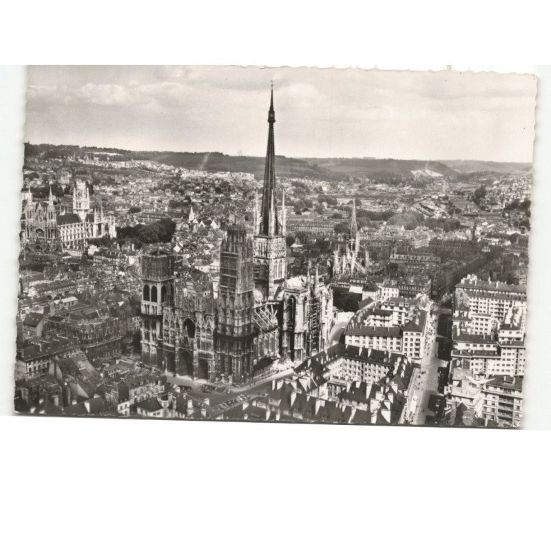 ROUEN: la cathédrale l'église saint-ouen l'église saint-maclou vue aérienne 10x15 - très bon état
