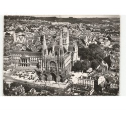 ROUEN: l'église saint-ouen et l'hôtel de ville vue aérienne 10x15 - très bon état