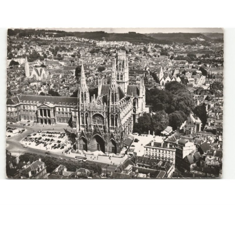 ROUEN: l'église saint-ouen et l'hôtel de ville vue aérienne 10x15 - très bon état