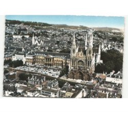 ROUEN: église saint-ouen et hôtel de ville vue aérienne 10x15 - très bon état