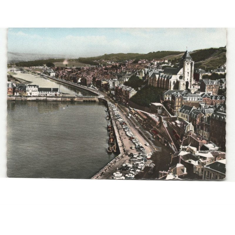 LE TREPORT: le quai et l'église vue aérienne 10x15 - très bon état