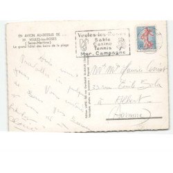 VEULES-les-ROSES: le grand hôtel des bains de la plage vue aérienne 10x15 - état