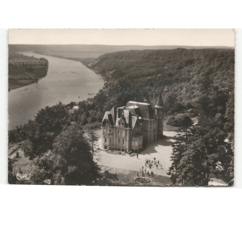 VILLEQUIER: château de la guerche et la vallée de la seine vue aérienne 10x15 - très bon état