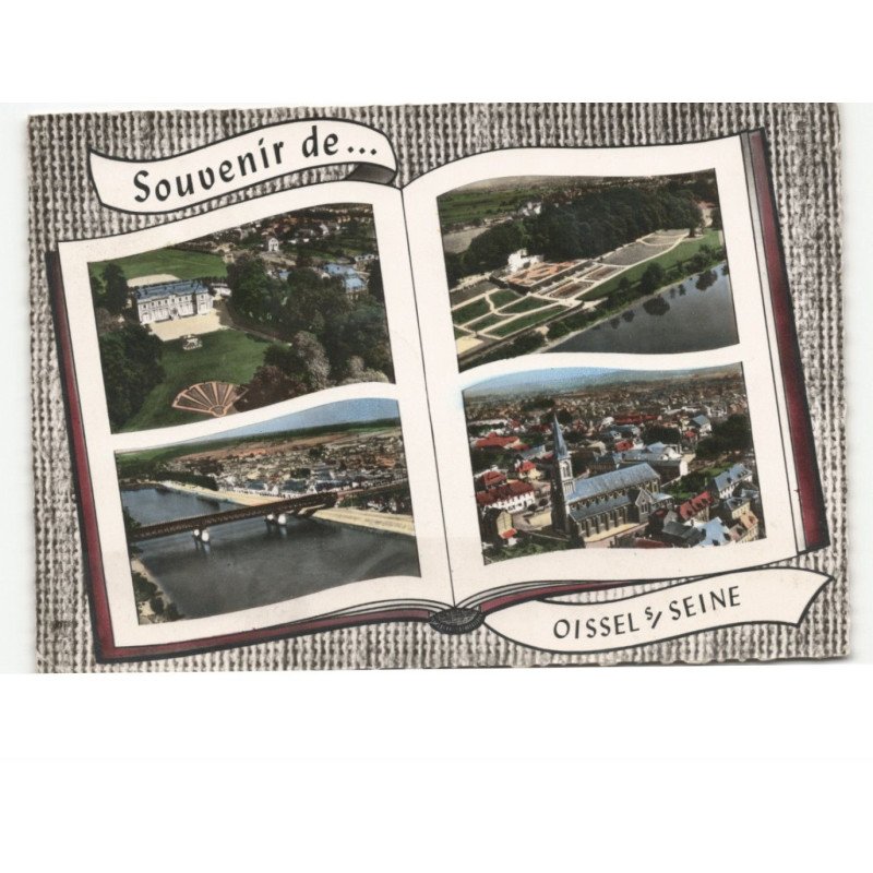 OISSEL-sur-SEINE: souvenir, la mairie le parc municipal le pont et vue générale vue aérienne 10x15 - très bon état