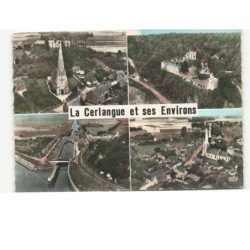 LA CERLANGUE: église bourg château le canal de tancarville vue aérienne 10x15 - très bon état