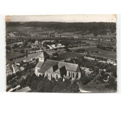 DUN-sur-MEUSE: l'église notre-dame 12e siècle et la vallée de la meuse vue aérienne 10x15 - très bon état