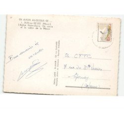 DUN-sur-MEUSE: l'église notre-dame 12e siècle et la vallée de la meuse vue aérienne 10x15 - très bon état
