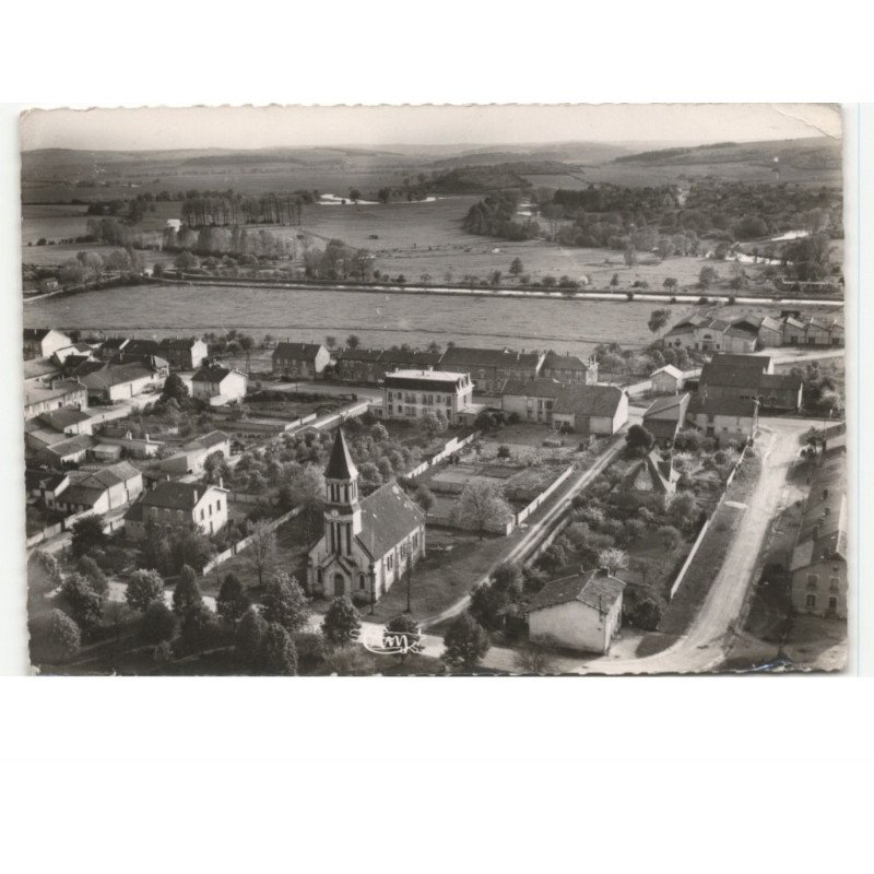 BRAS-sur-MEUSE: vue générale, en arrière plan, le canal et la meuse vue aérienne 10x15 - très bon état