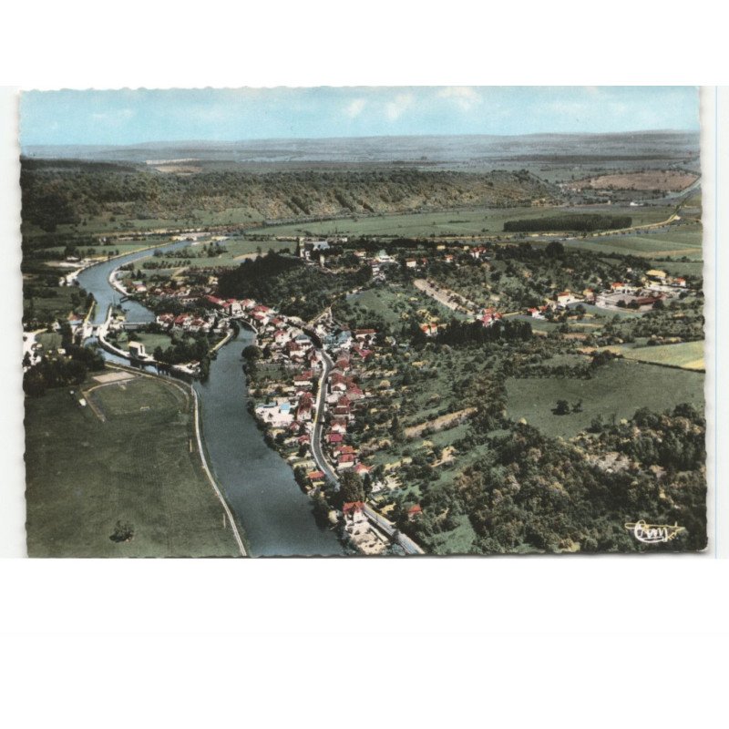 DUN-sur-MEUSE: vue panoramique, le cours de la meuse vue aérienne 10x15 - très bon état