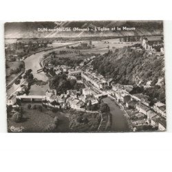 DUN-sur-MEUSE: l'église et la meuse vue aérienne 10x15 - très bon état