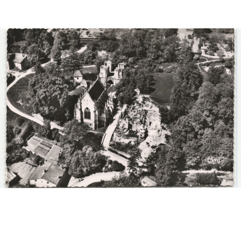 VAUCOULEURS: chapelle castrale, porte de france et les fouilles du château vue aérienne 10x15 - très bon état