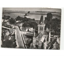 BOURG-DUN: l'église M.H. XIVe XVe XVIe siècle et route de dieppe vue aérienne 10x15 - état