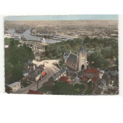 CANTELEU: l'église et vue panoramique sur la seine vue aérienne 10x15 - état