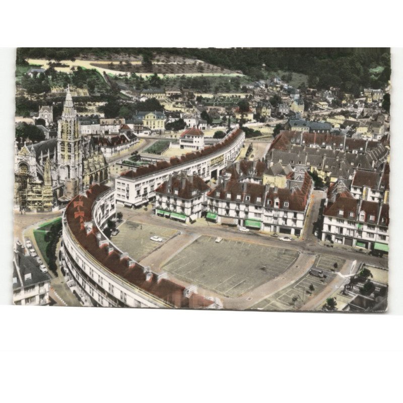 CAUDEBEC-en-CAUX: place d'armes et centre ville vue aérienne 10x15 - très bon état