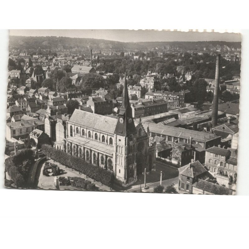 CAUDEBEC-les-ELBEUF: l'église et vue générale vue aérienne 10x15 - très bon état