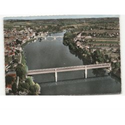 CASTILLON-la-BATAILLE: les deux ponts sur la dordogne vue aérienne 10x15 - très bon état